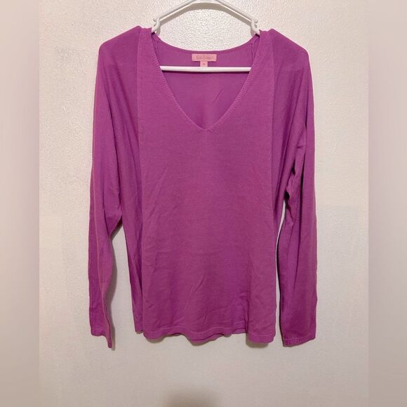 Lilly Pulitzer pink v neck sweater sweater size medium - Picture 1 of 7